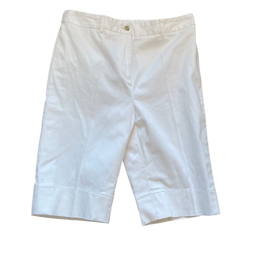Jones NY White Pleated Bermuda Shorts, Minimalist, Size 10